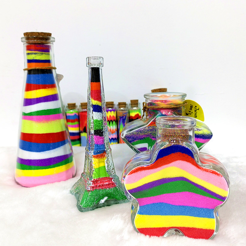 DIY plastic bottle sand painting bottle dyed color sand children's sand painting hourglass color sand
