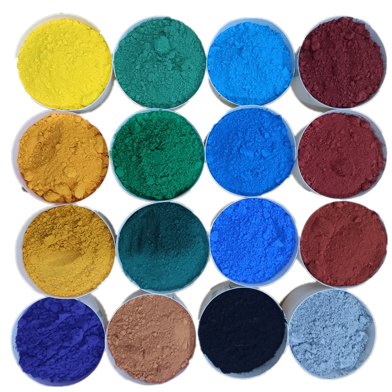 High temperature resistant iron oxide pigment chrome-yellow chrome-green chrome-blue for ceramic particles